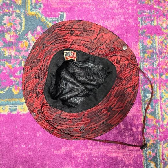 American Patriot Red Camouflage Fishermen Quick Drying Bucket Hat - Picture 4 of 6